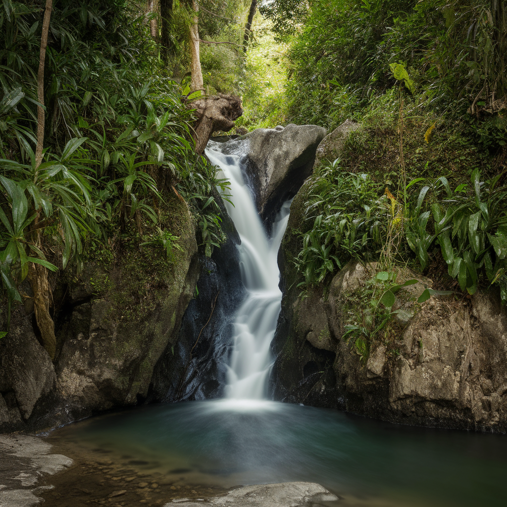 Cascada en la selva de Costa Rica.