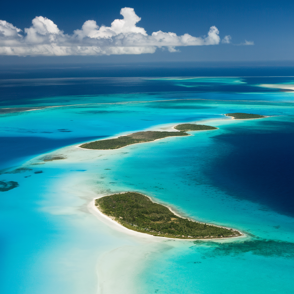Vista aérea de la laguna de Bora Bora