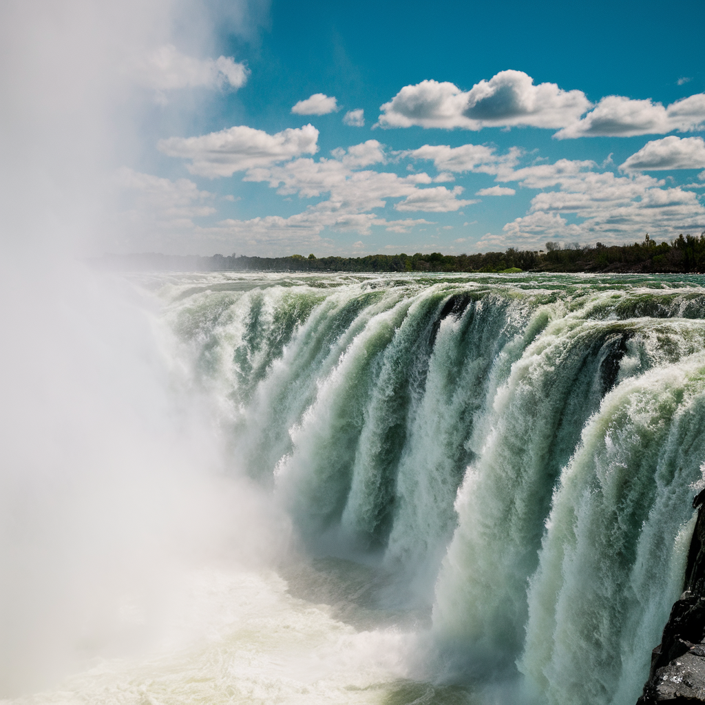 Toma cercana del agua cayendo en las Cataratas del Niágara